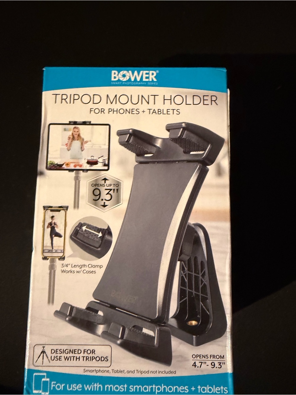 Black Tripod Mount Holder for Phones & Tablets